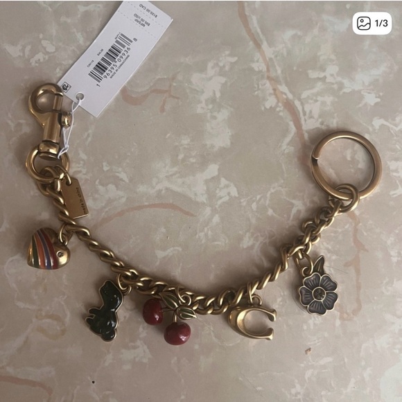 Coach Gold Charm Strap with Colorful Accents - Picture 1 of 3